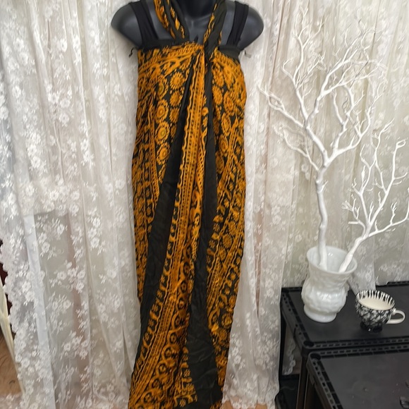 Orange & Black Oversized Square Scarf. Fold for Triangle Large Shawl - Picture 6 of 9